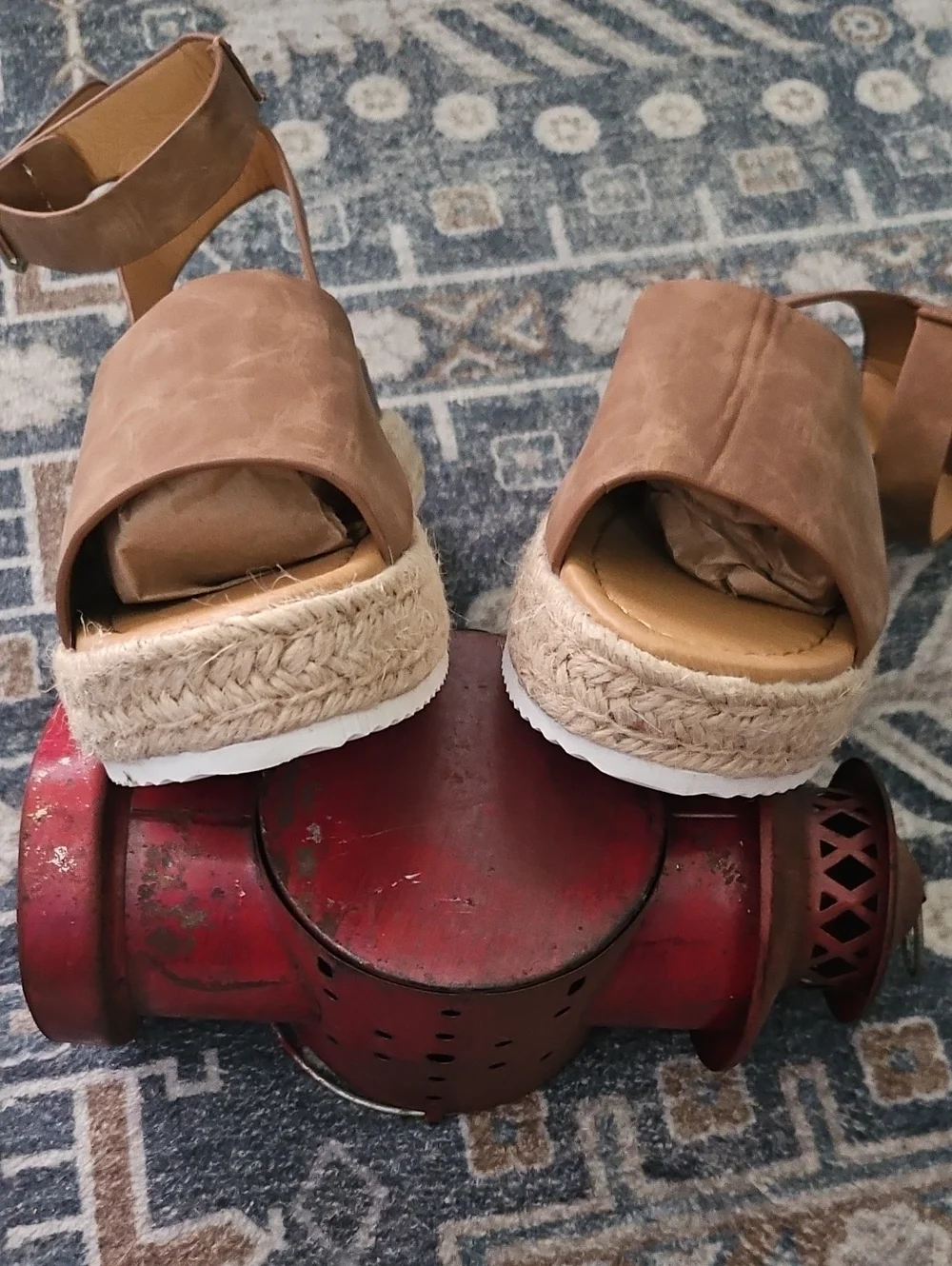 Women’s Brown Ankle-Strap Espadrille Wedge Sandals 10w